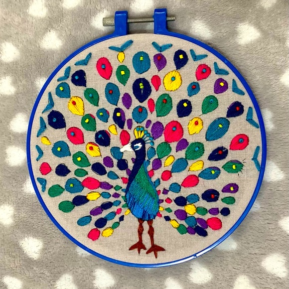 HandMade Thread Embroidery Peacock - Picture 1 of 3